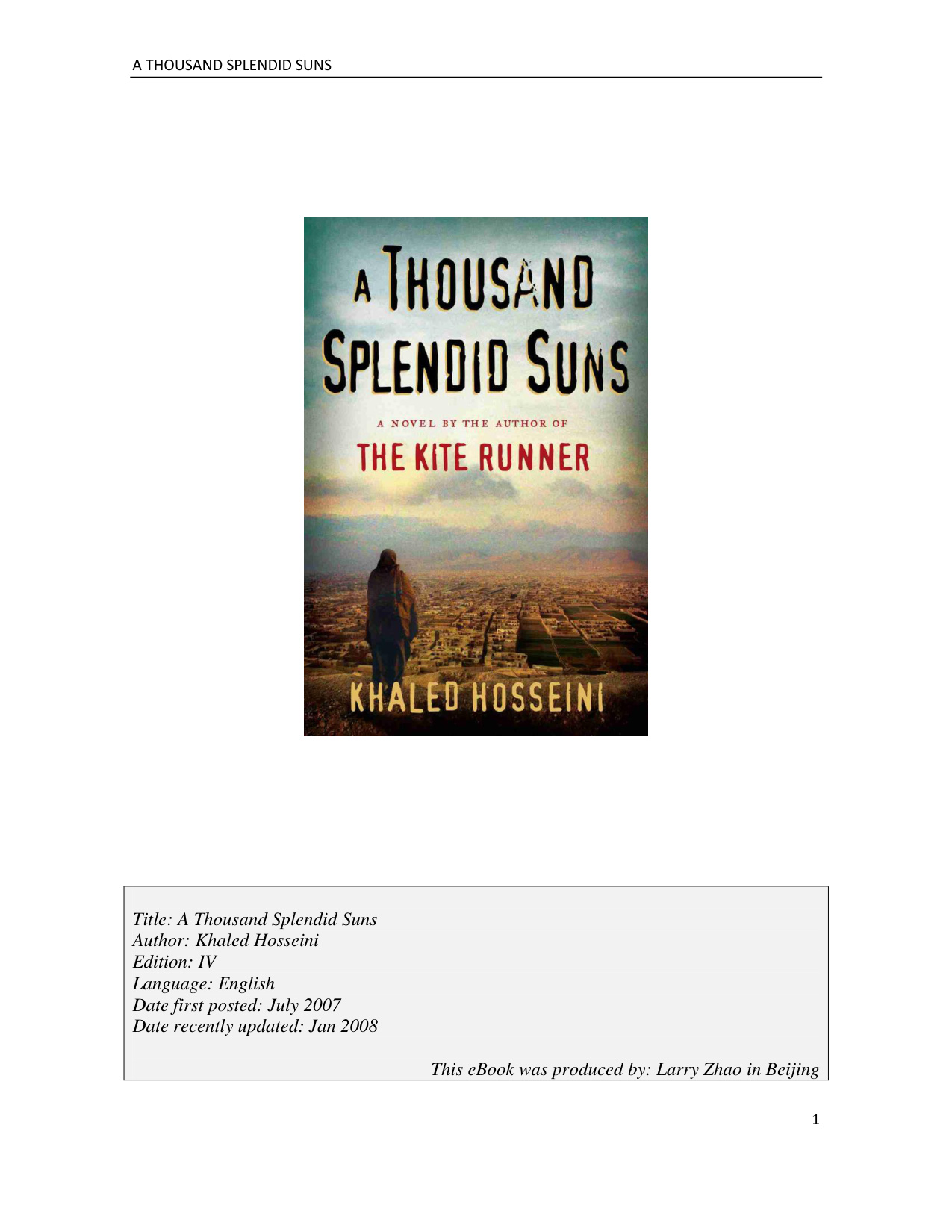 A Thousand Splendid Suns book cover