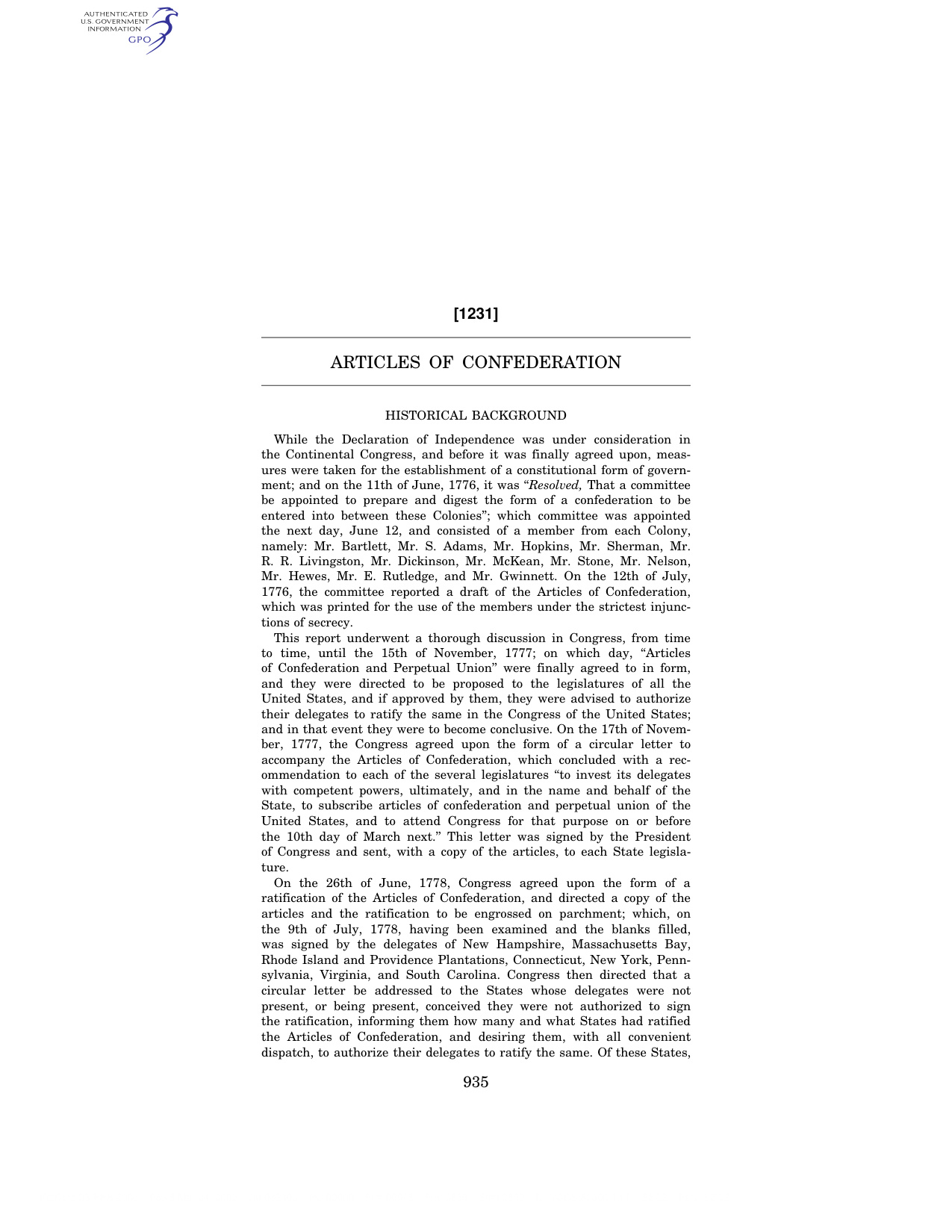Articles Of Confederation book cover