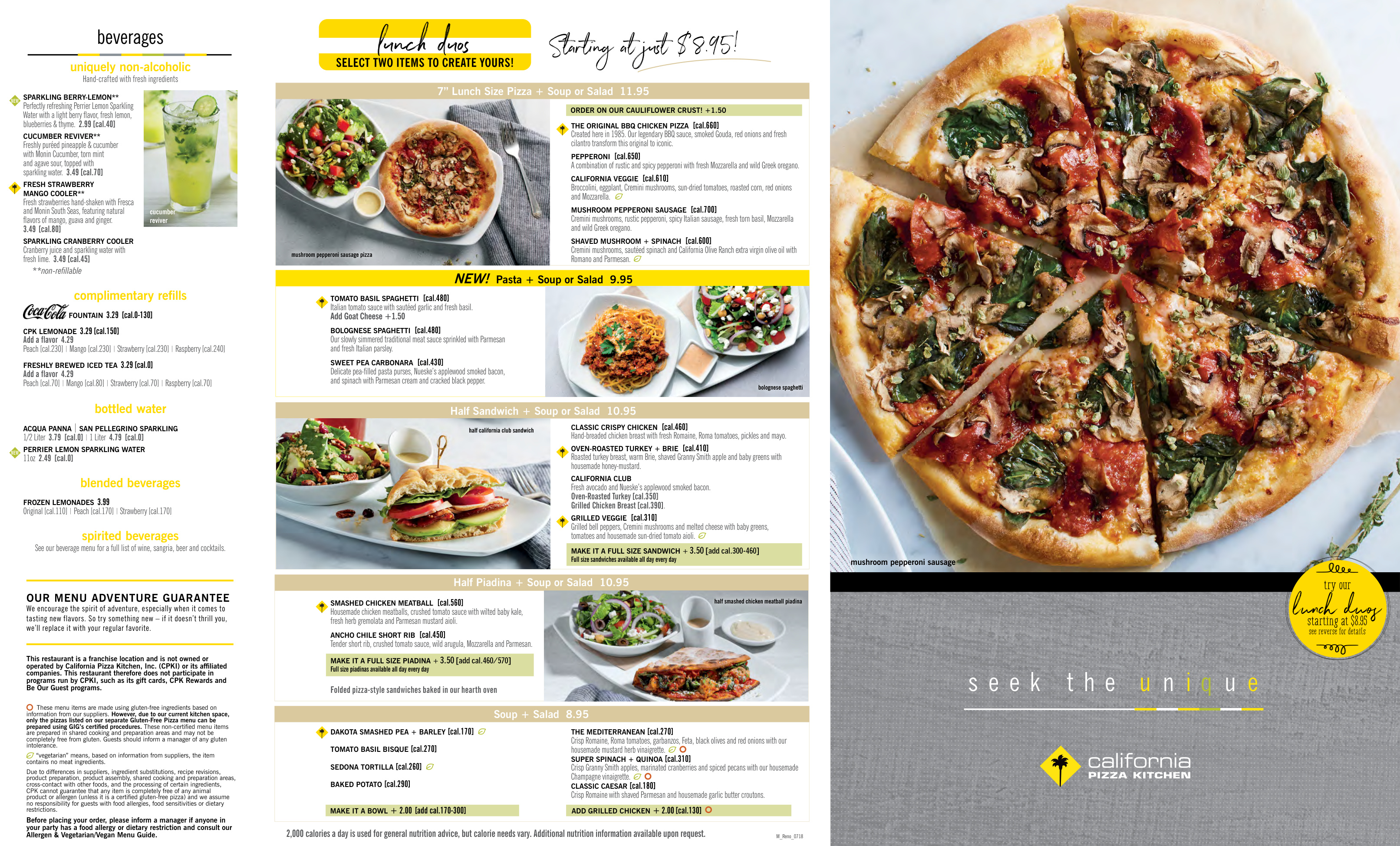 California Pizza Kitchen Menu book cover