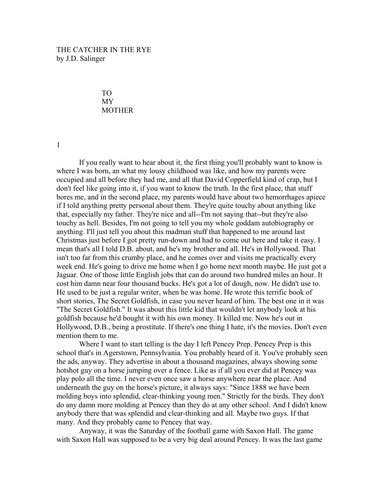 Catcher In The Rye book cover