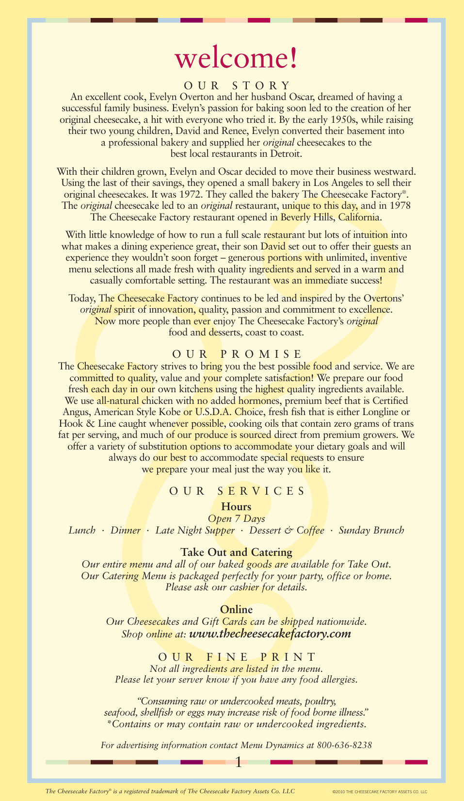 Cheesecake Factory Menu book cover
