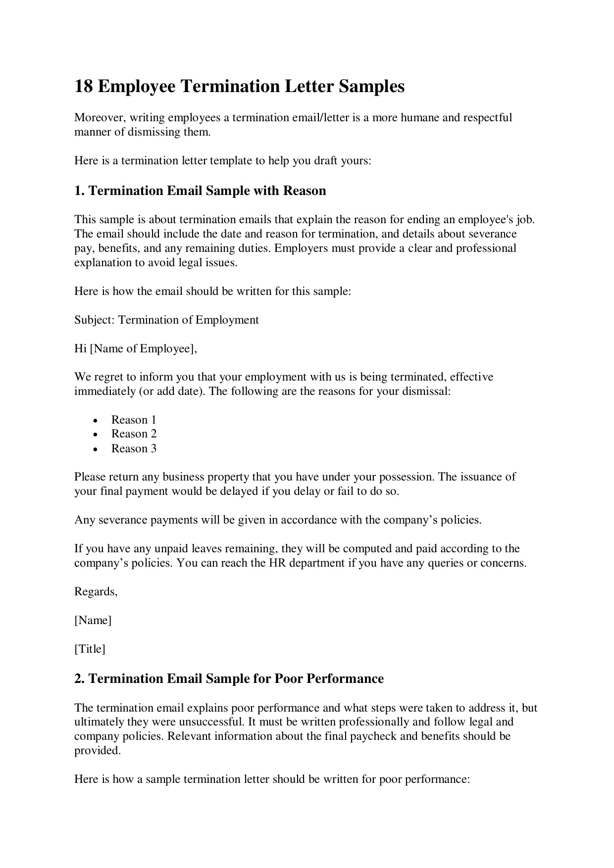 Employee Termination Letter Sample book cover