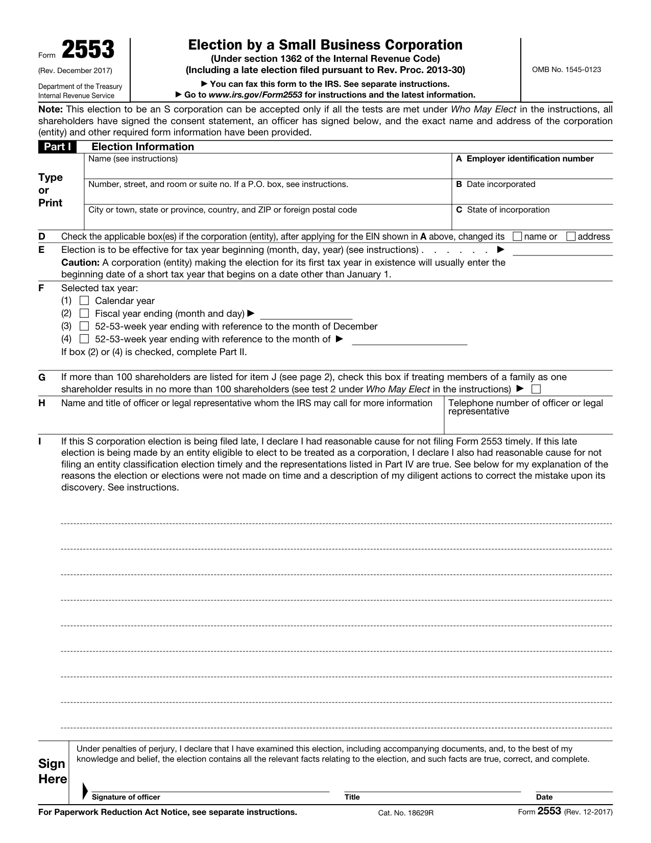 Form 2553 book cover