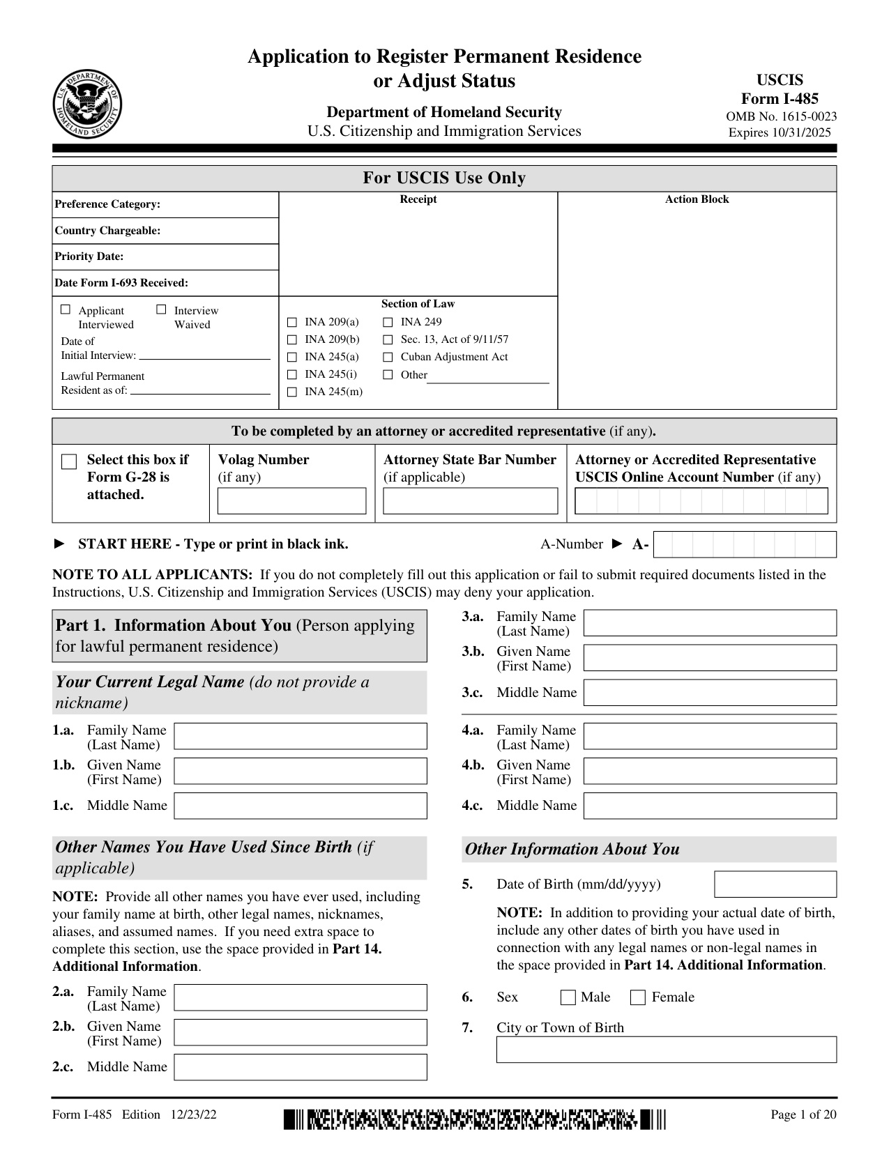 Form I-485 book cover