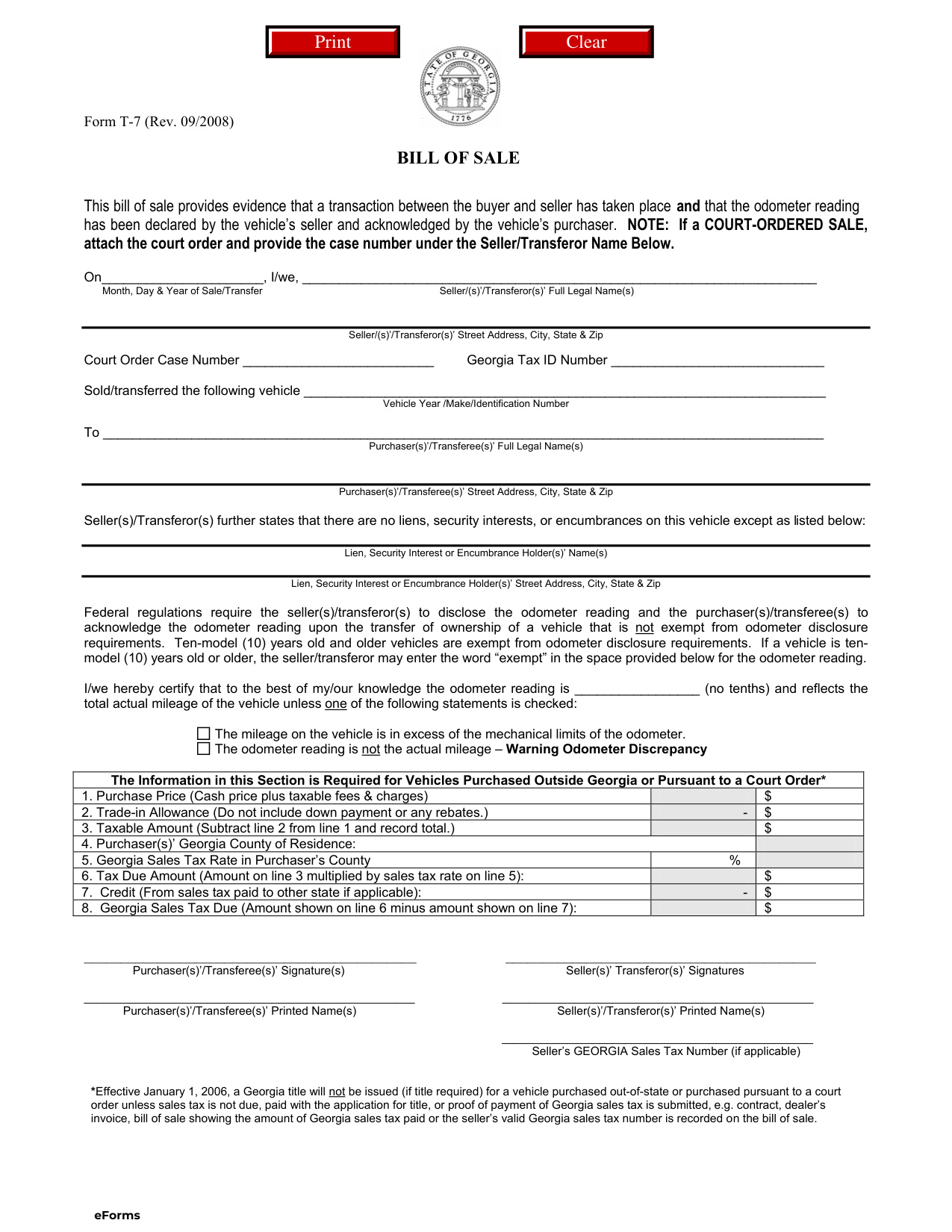 Georgia Bill Of Sale book cover