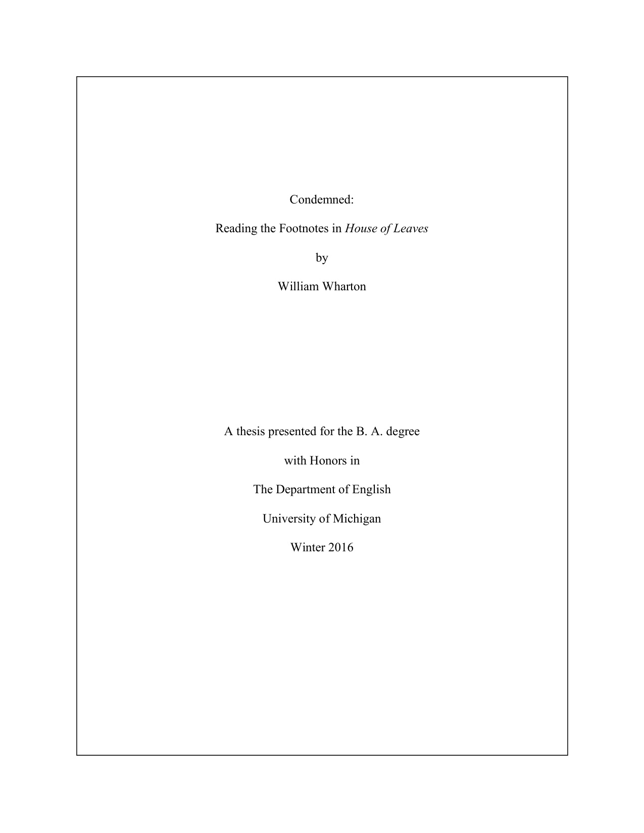 House Of Leaves book cover