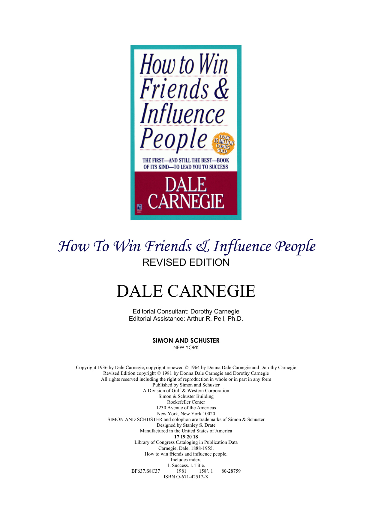 How To Win Friends And Influence People book cover