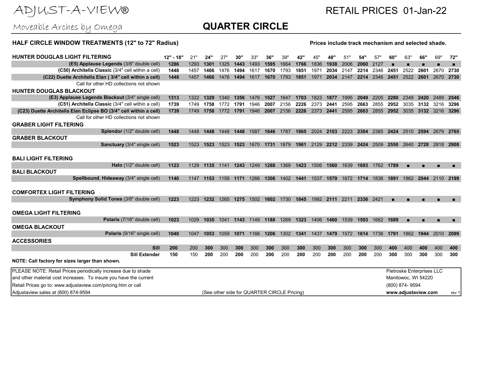 Hunter Douglas Price List book cover