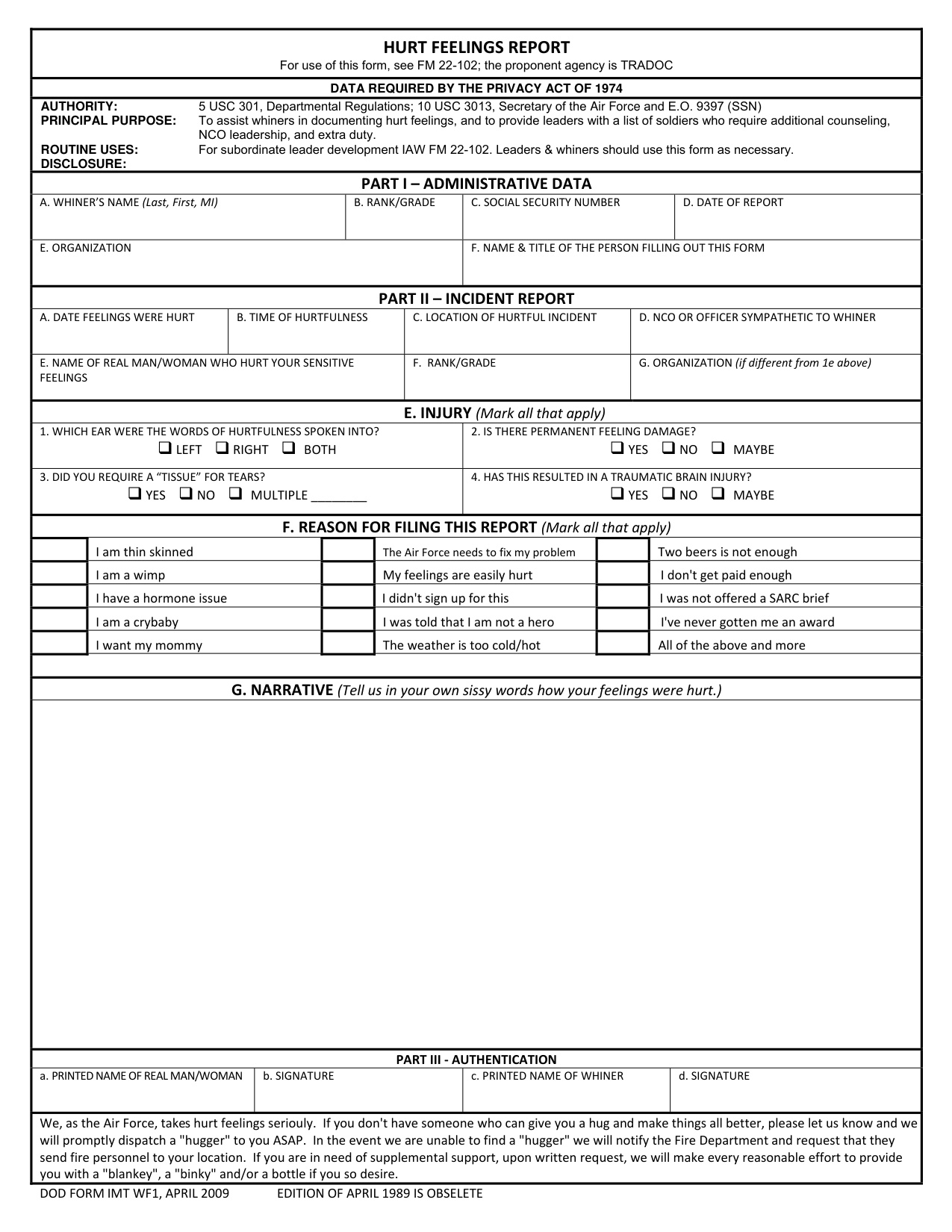 Hurt Feelings Report book cover