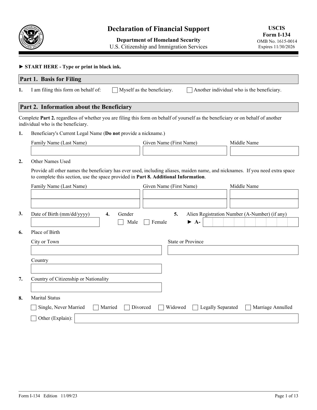I-134 Form book cover