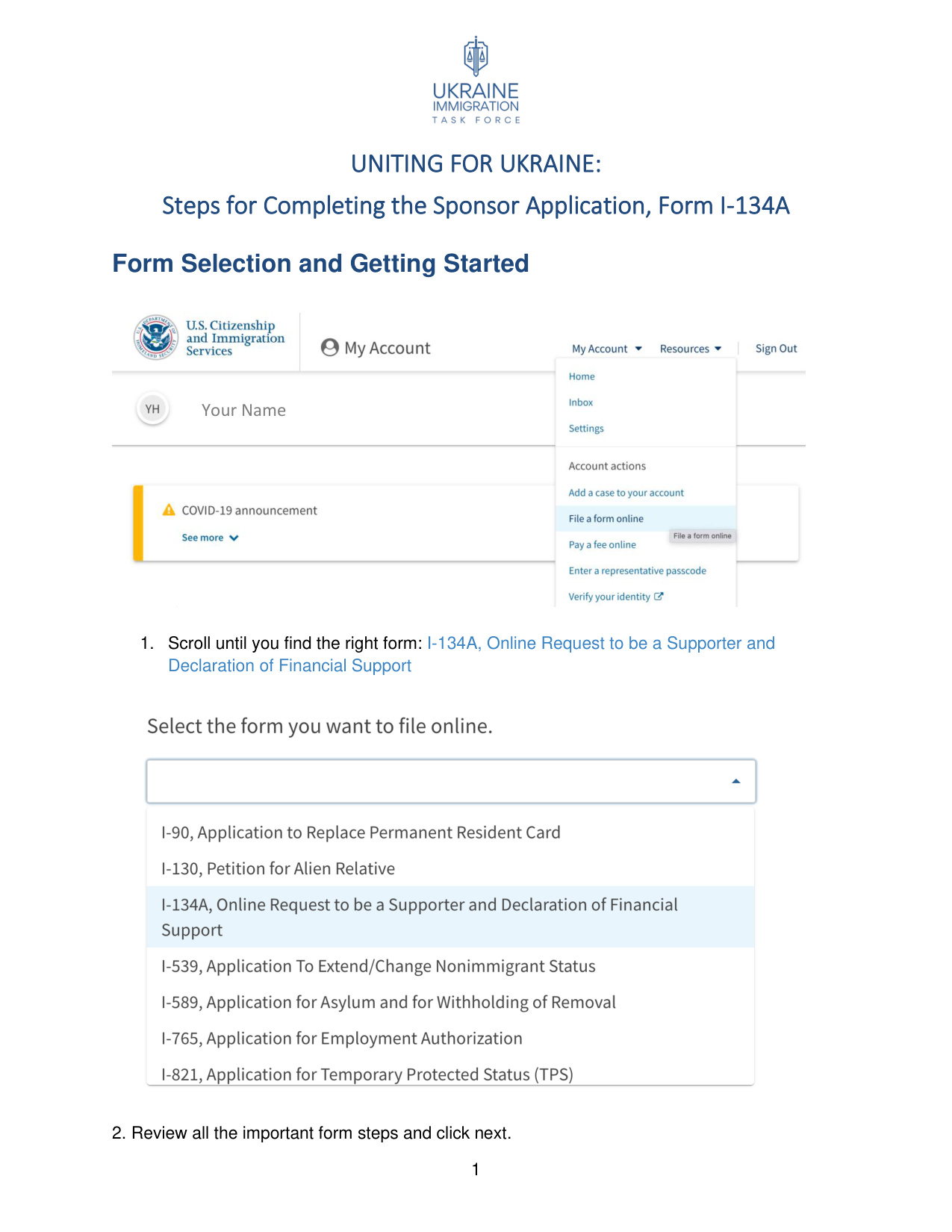 I 134A Form book cover