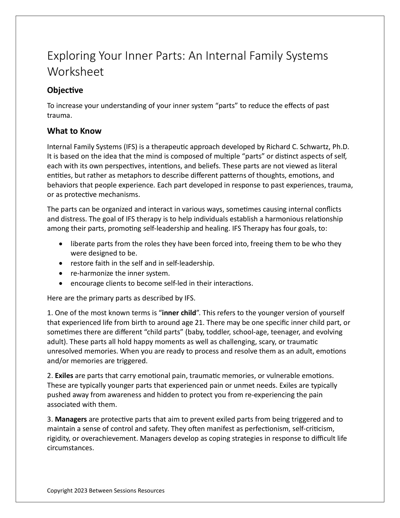 Internal Family Systems Worksheets book cover