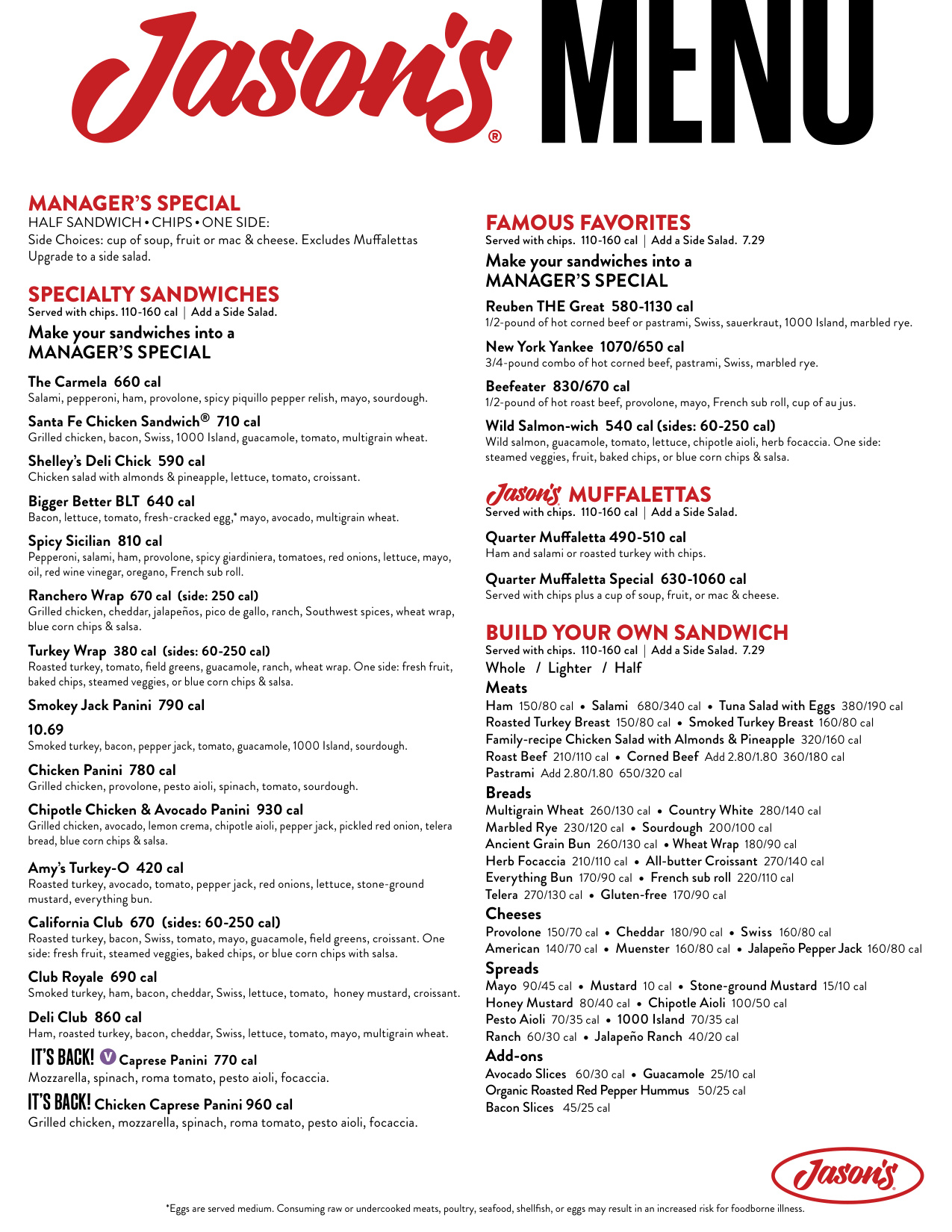 Jasons Deli Menu book cover