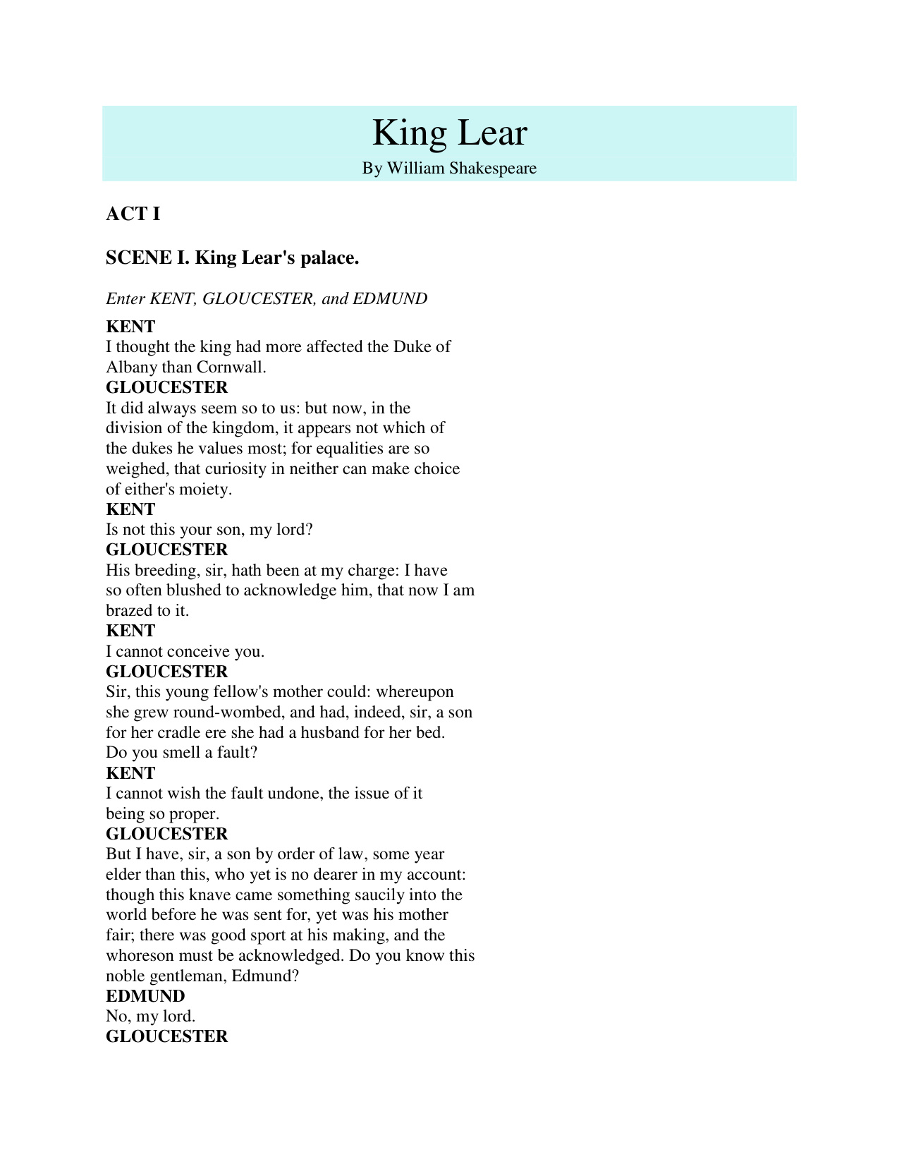 King Lear book cover