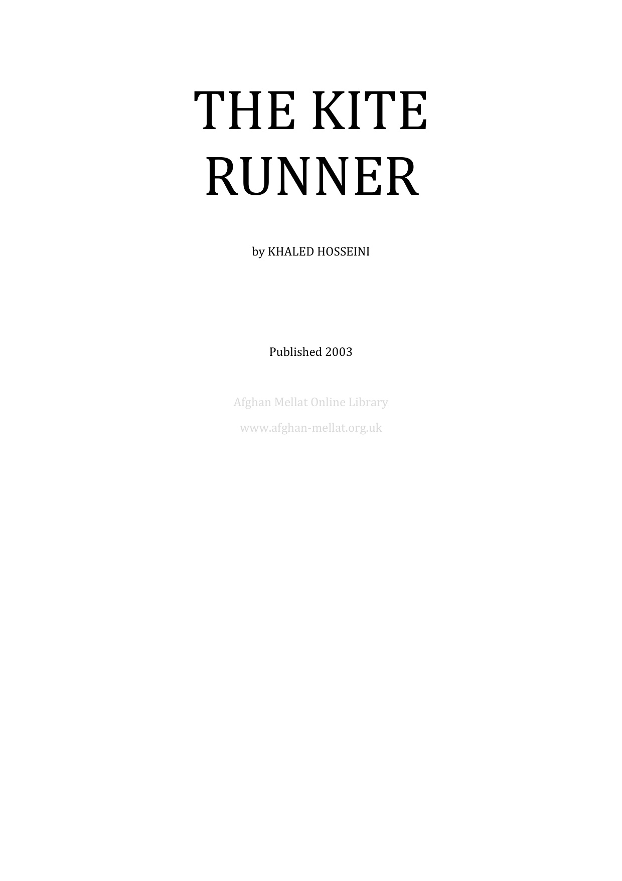 Kite Runner book cover