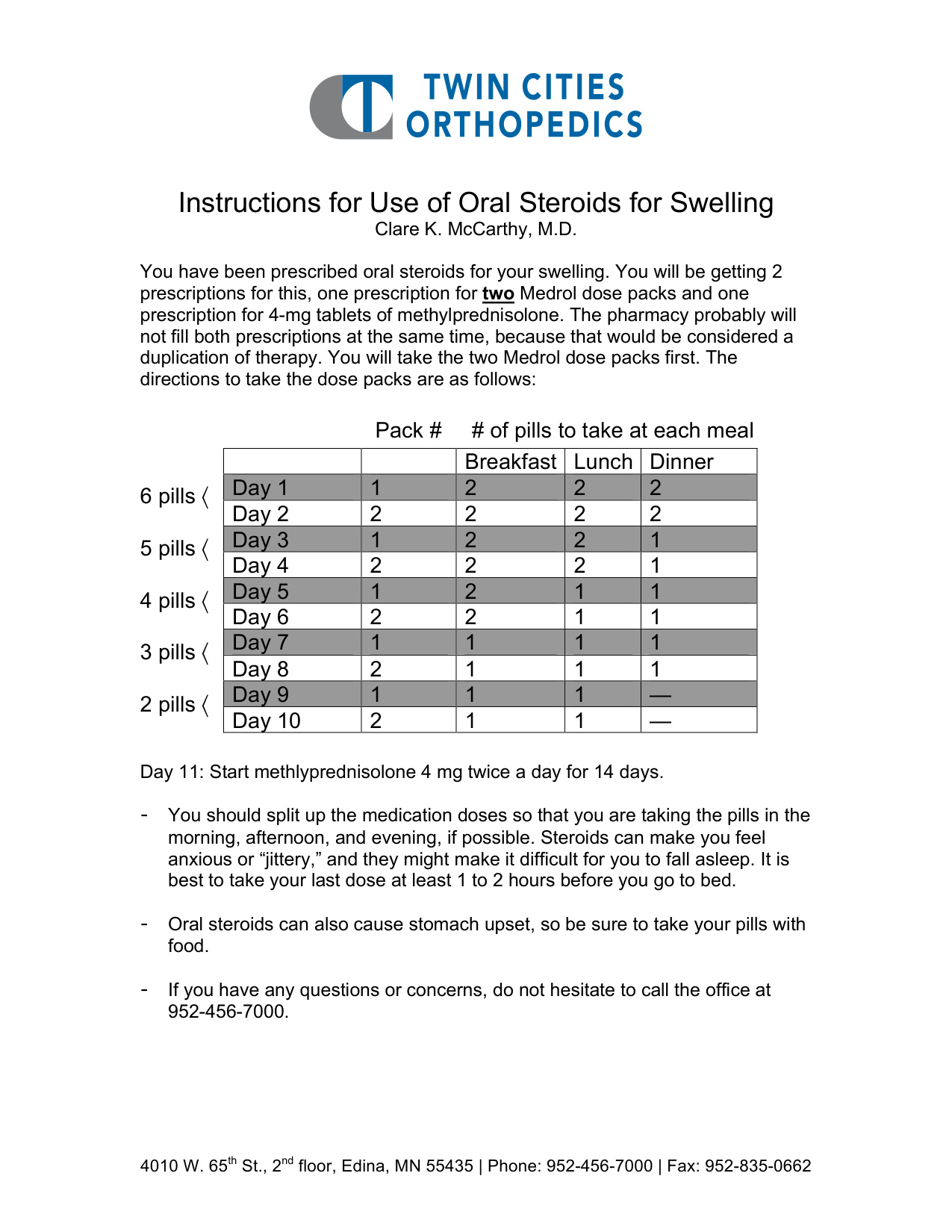 Medrol Dose Pack Instructions book cover