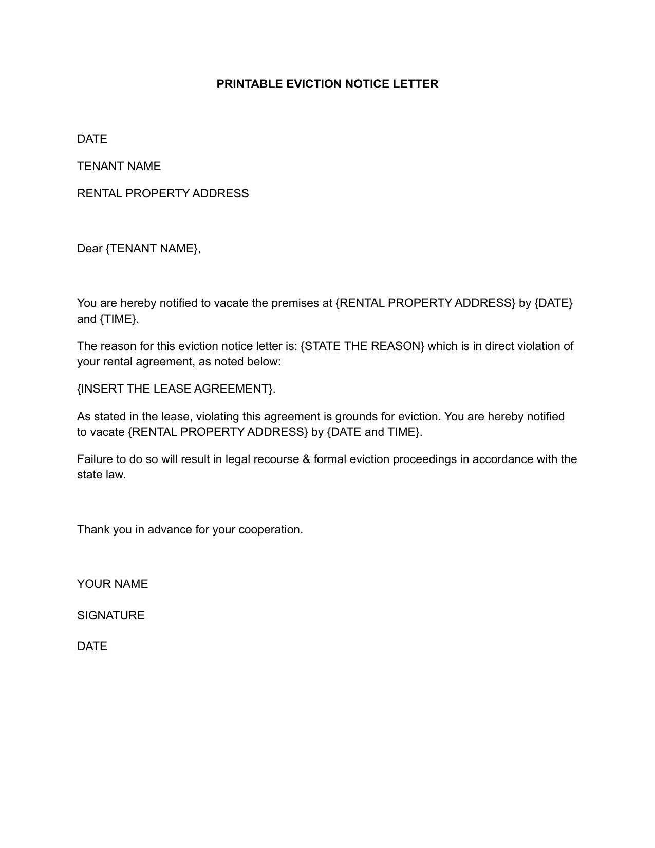 Notice Letter To Tenant To Move Out book cover