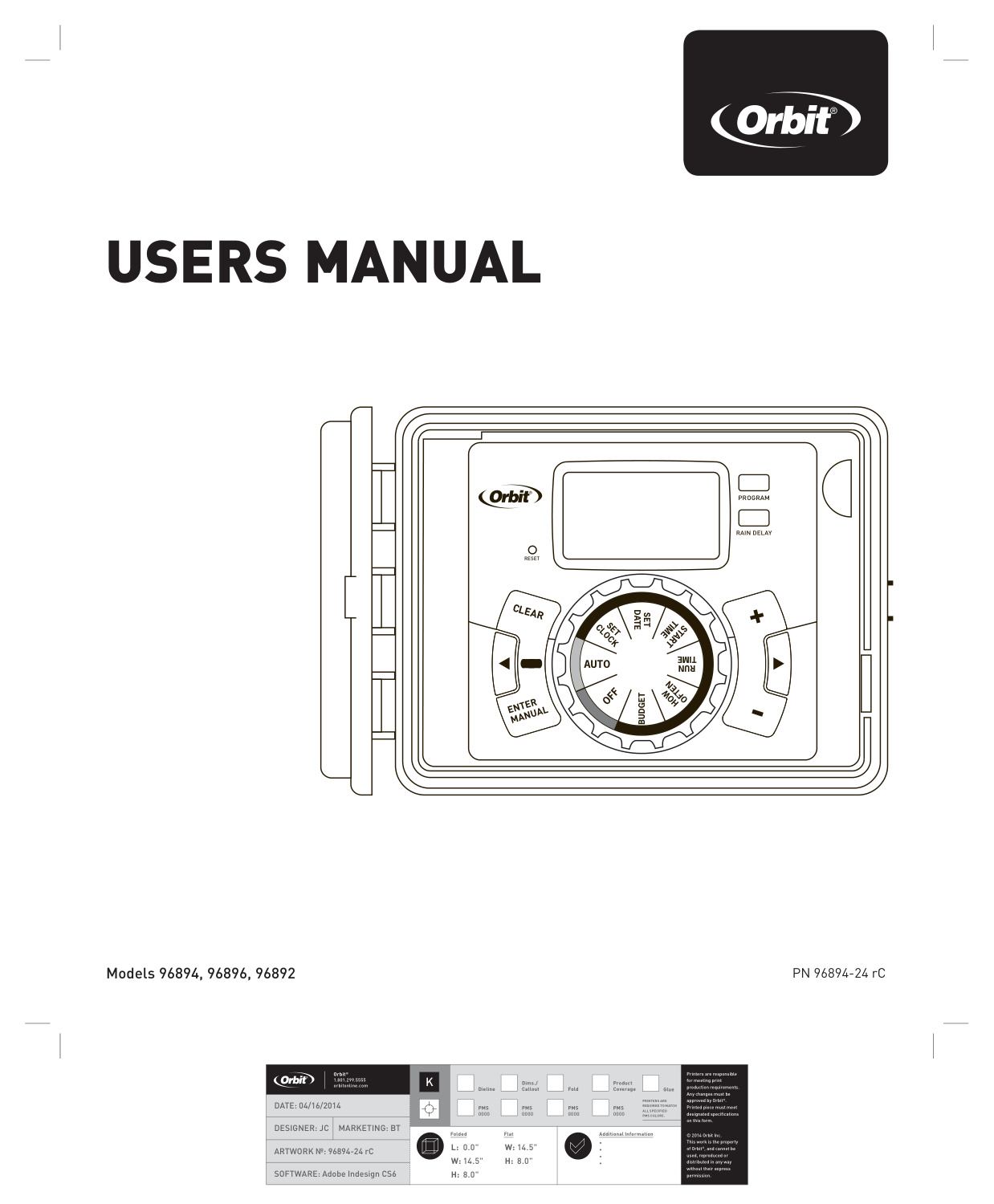 Orbit Sprinkler Timer Manual book cover