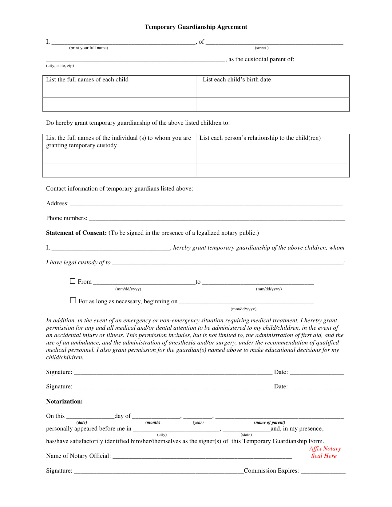 Printable Legal Guardianship Forms book cover