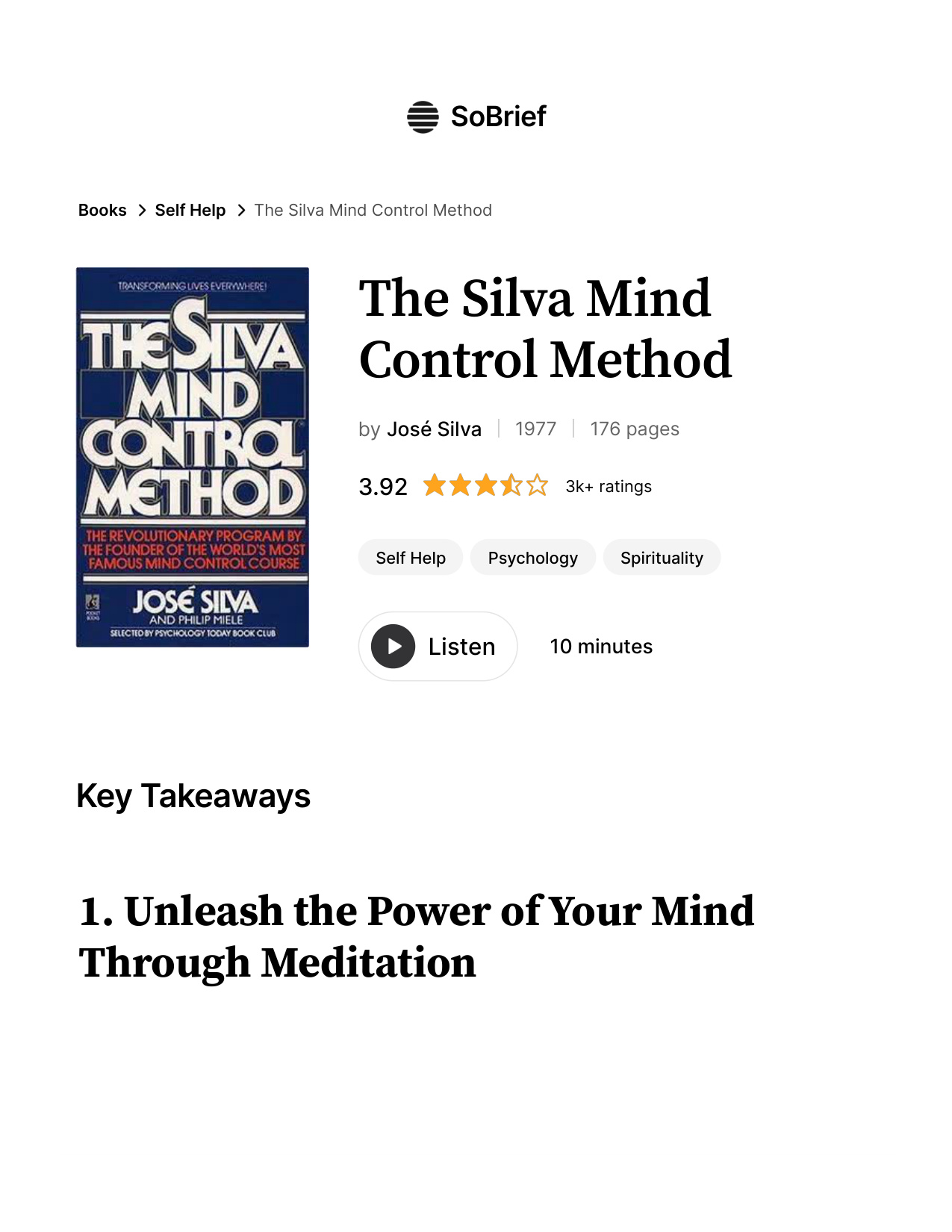 Silva Mind Control Method book cover