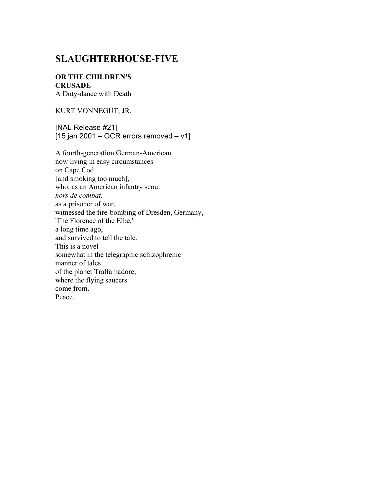 Slaughterhouse Five book cover
