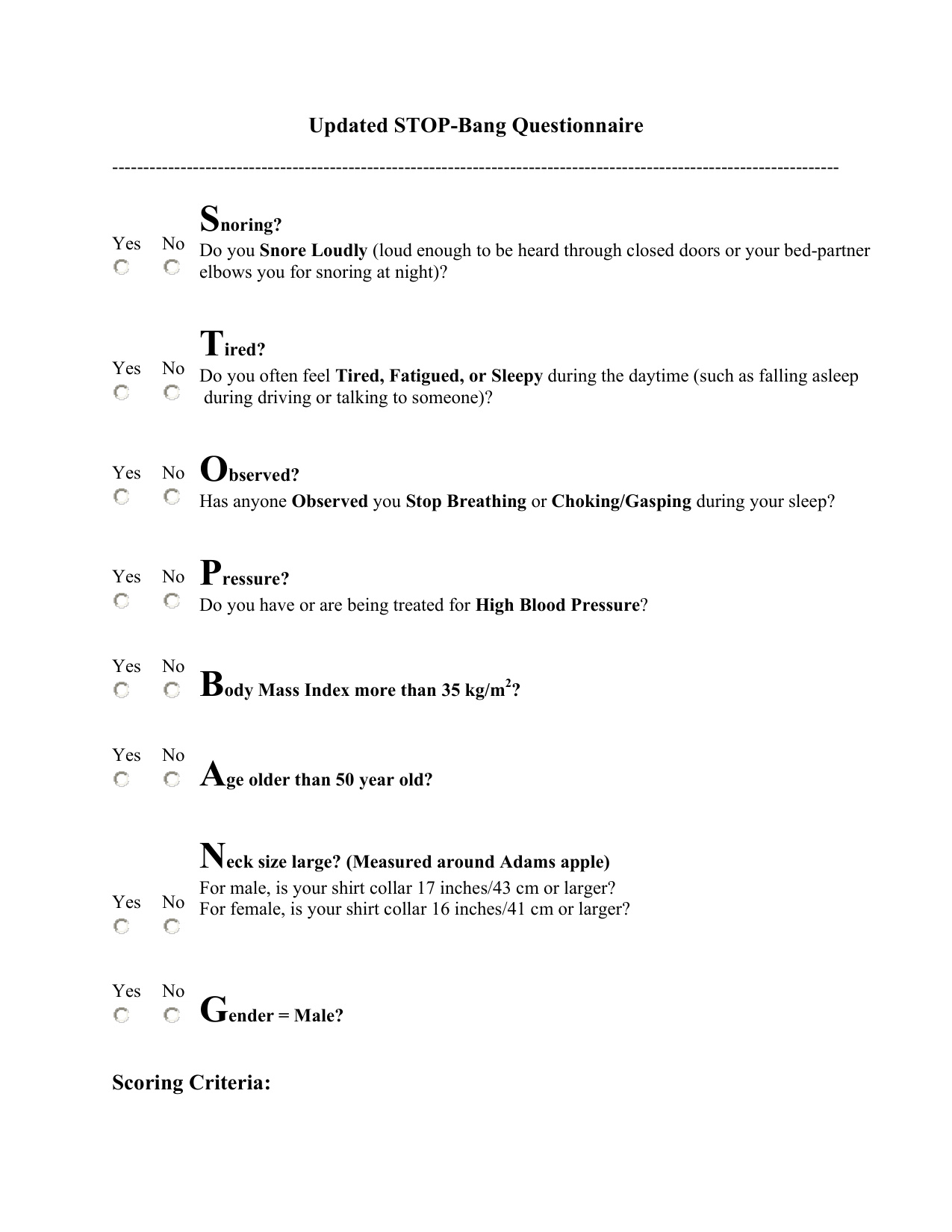 Stop Bang Questionnaire book cover