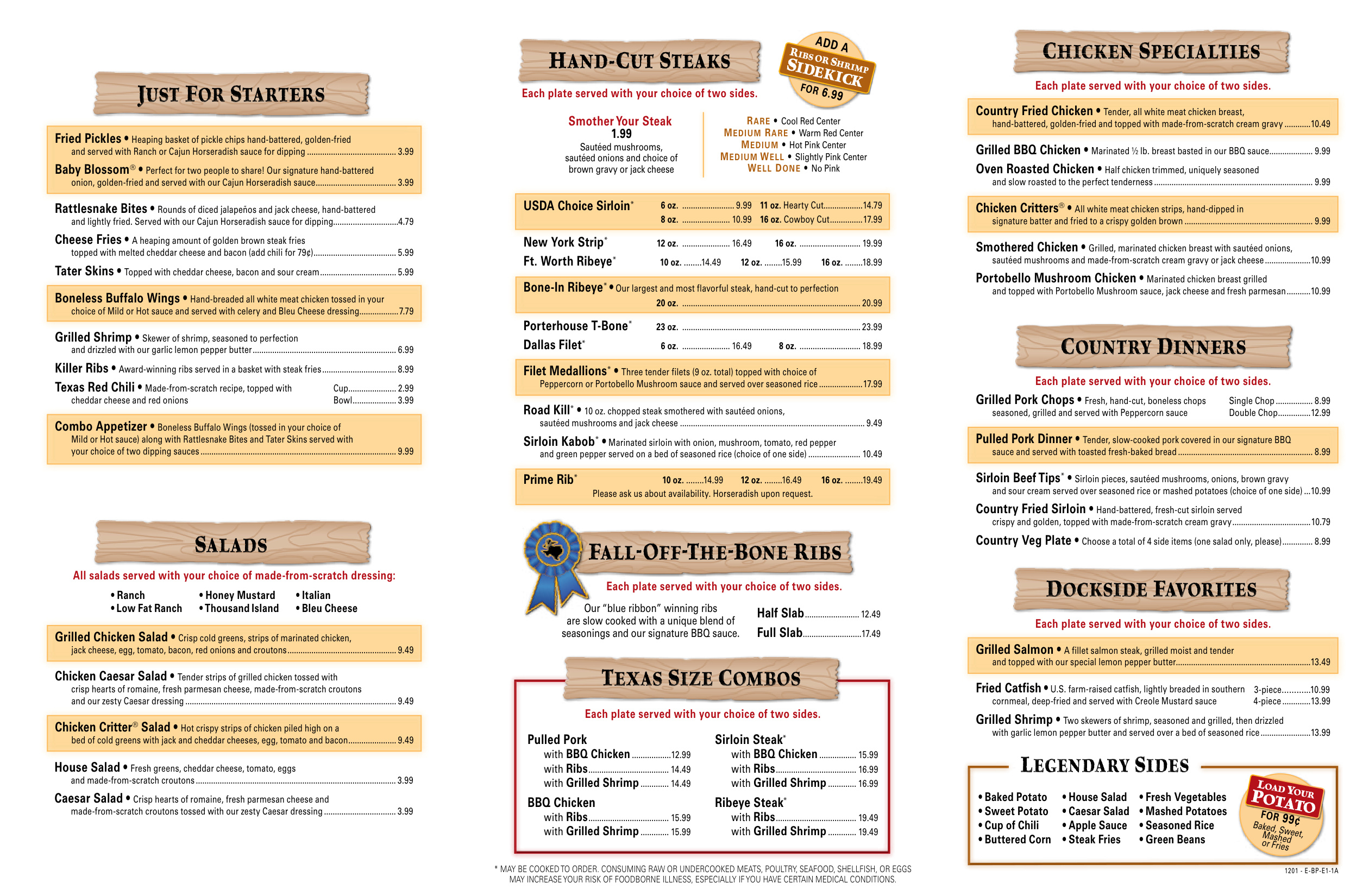 Texas Roadhouse Menu book cover