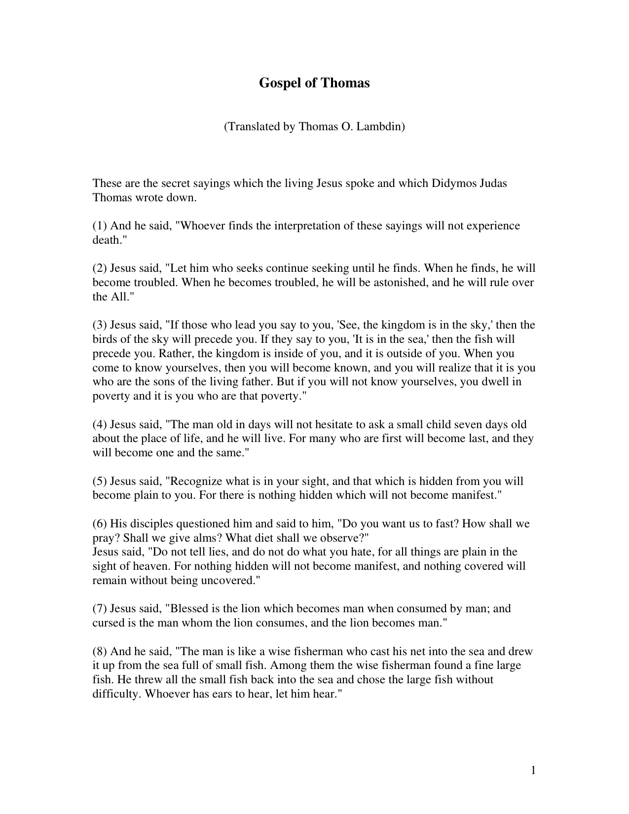 The Gospel Of Thomas book cover