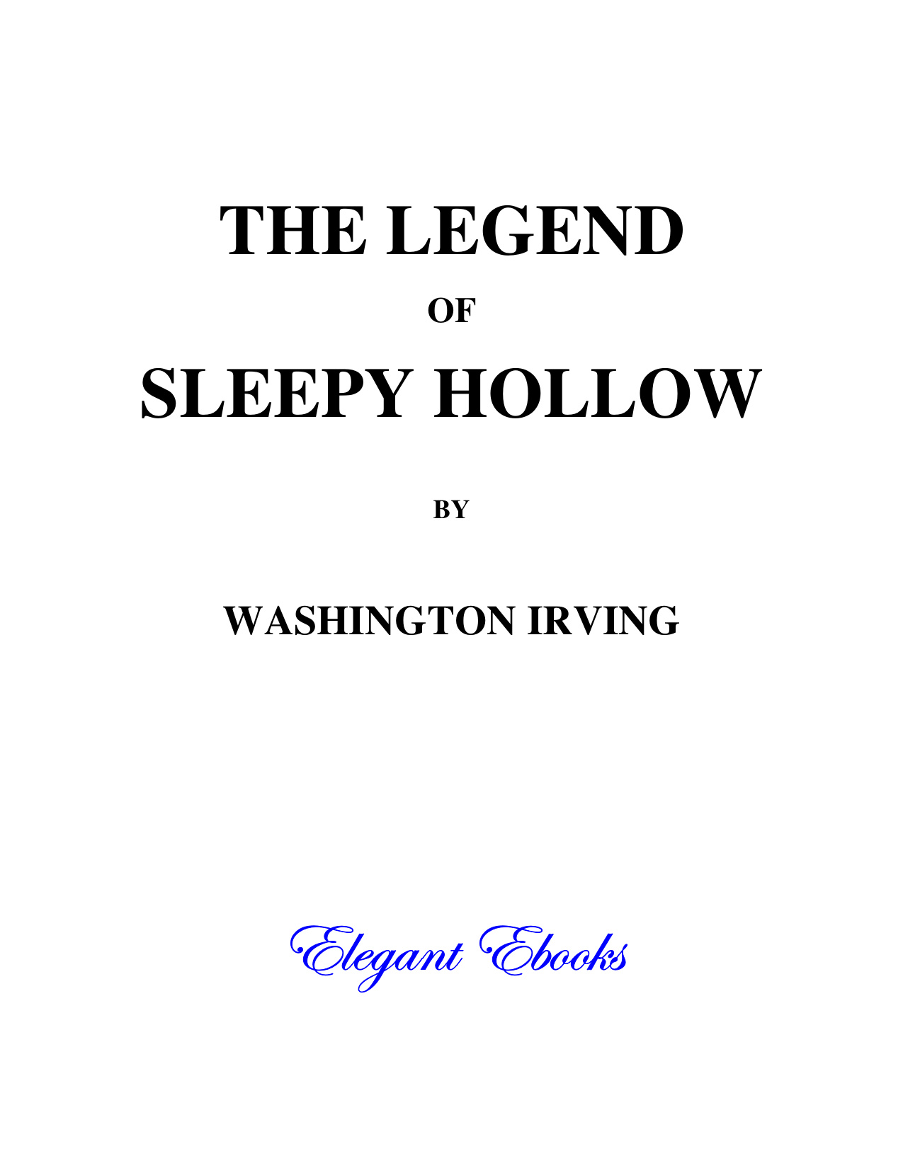 The Legend Of Sleepy Hollow book cover