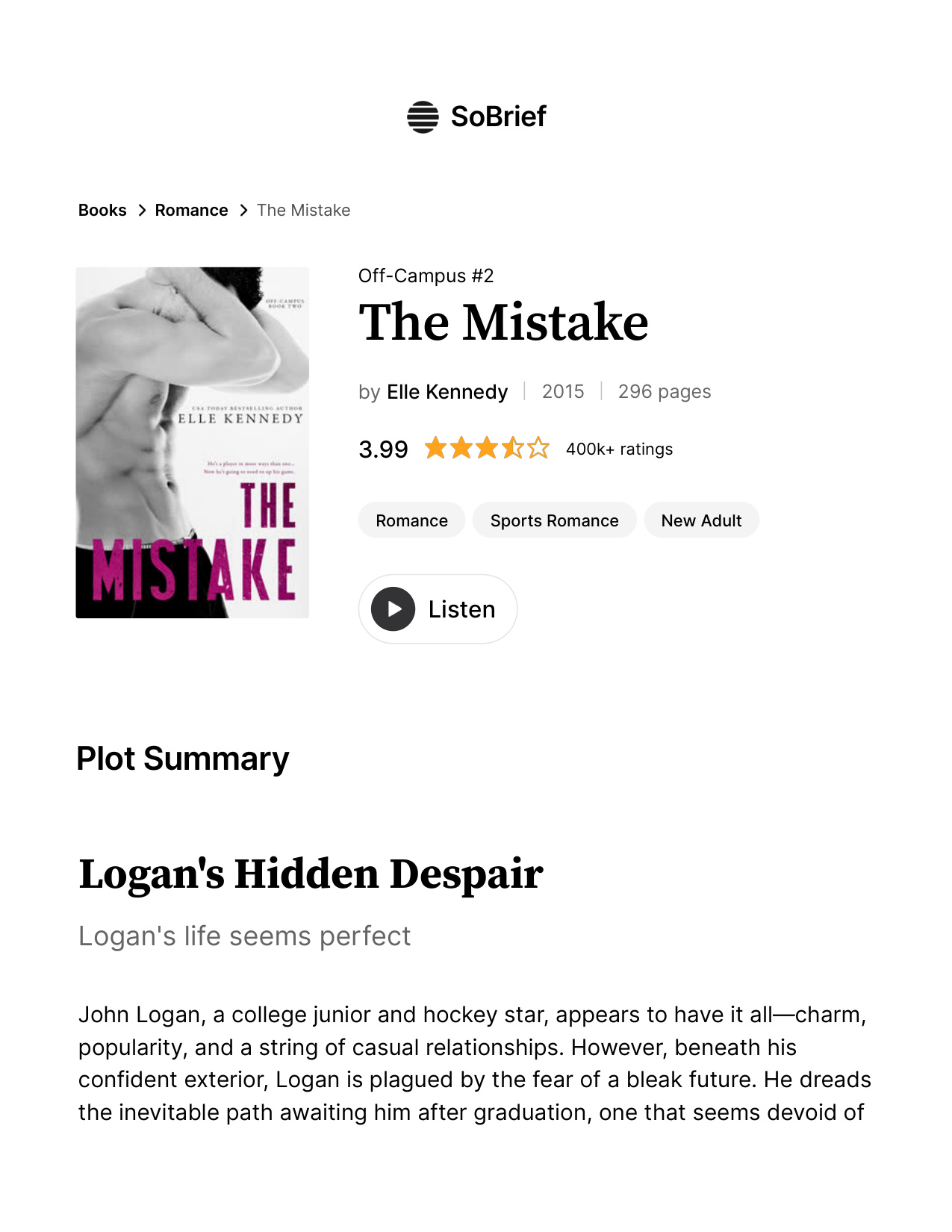 The Mistake Elle Kennedy book cover