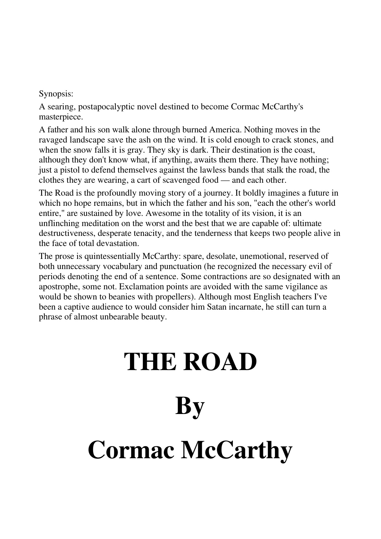The Road book cover