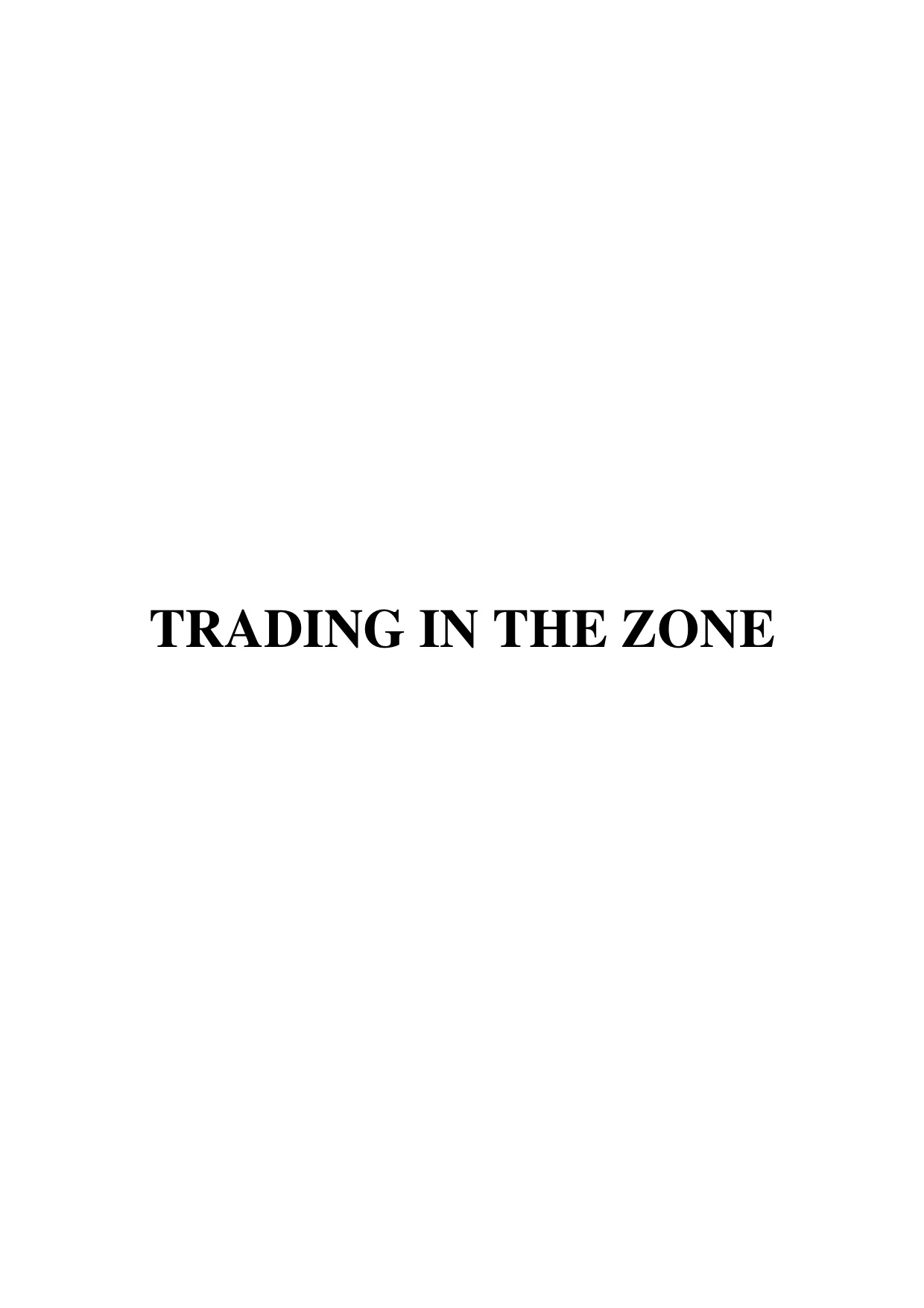 Trading In The Zone book cover