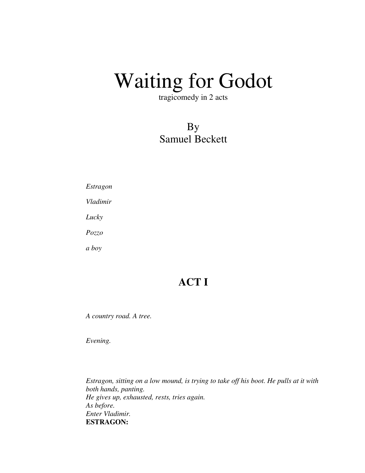 Waiting For Godot book cover