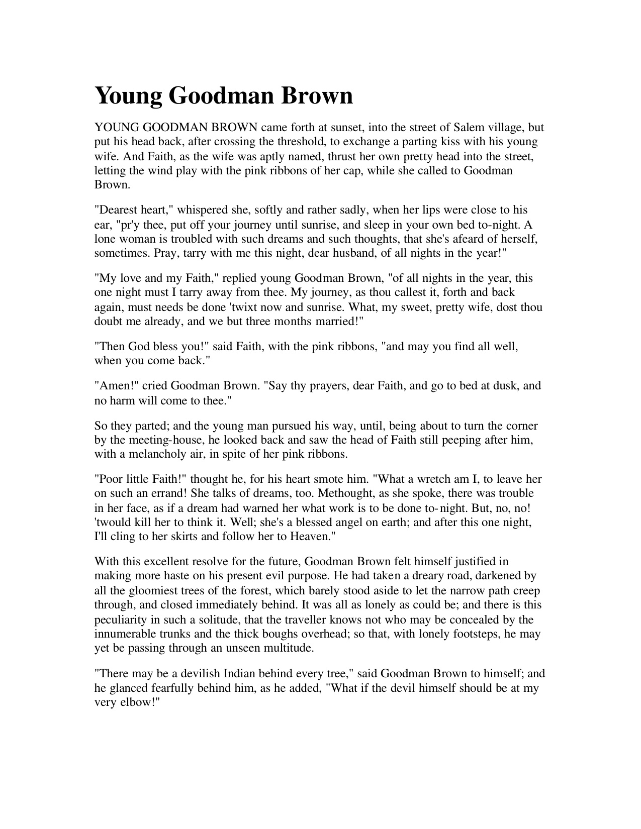 Young Goodman Brown book cover